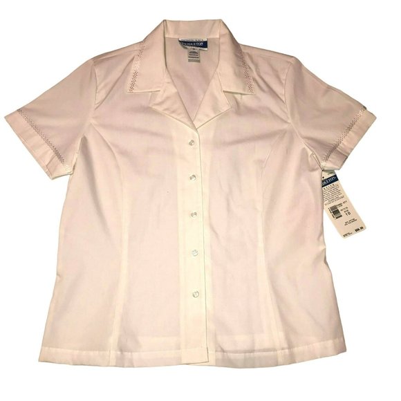 Pendleton Tops - NWT PENDLETON EMBROIDERED BLOUSE SIZE 10 WHITE SHORT SLEEVE LIGHTWEIGHT WOMENS